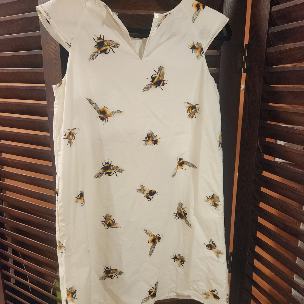 Victoria Beckham for Target Cream Mini Dress with Yellow & Black Bee Print - Picture 3 of 3